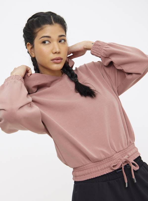 Active Rose Pink Peached Scuba Cropped Hoodie M